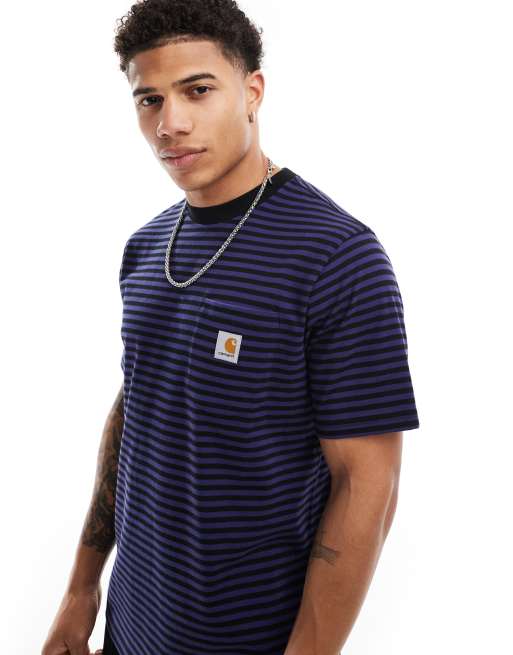 Carhartt WIP verner pocket stripe t-shirt in purple multi | ASOS