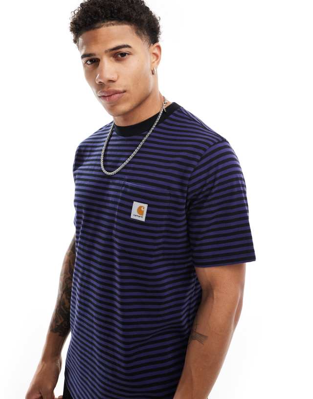 Carhartt WIP - verner pocket stripe t-shirt in purple multi