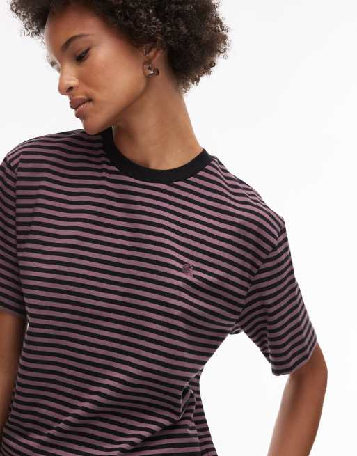 Carhartt WIP Verner stripe t-shirt in black and pink, 3 of 4