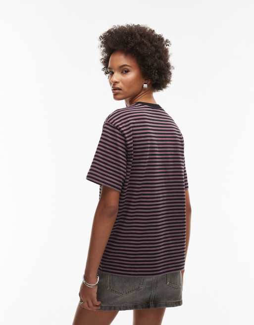 Carhartt WIP Verner stripe t-shirt in black and pink, 4 of 4