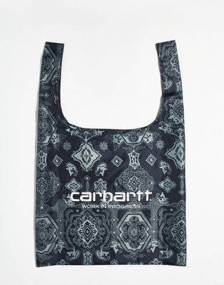 Carhartt WIP verse paisley print shopper bag in black