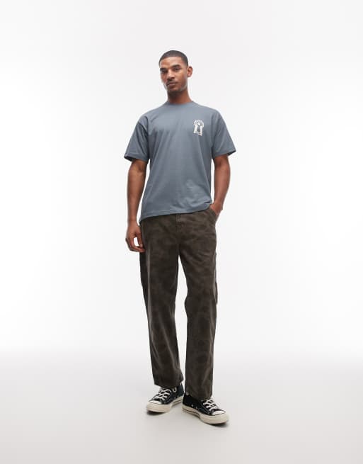 Carhartt WIP vestige lock back print t-shirt in slate blue, 2 of 5