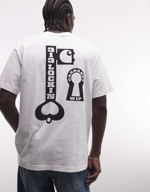 Carhartt WIP vestige lock back print t-shirt in white, 3 of 5