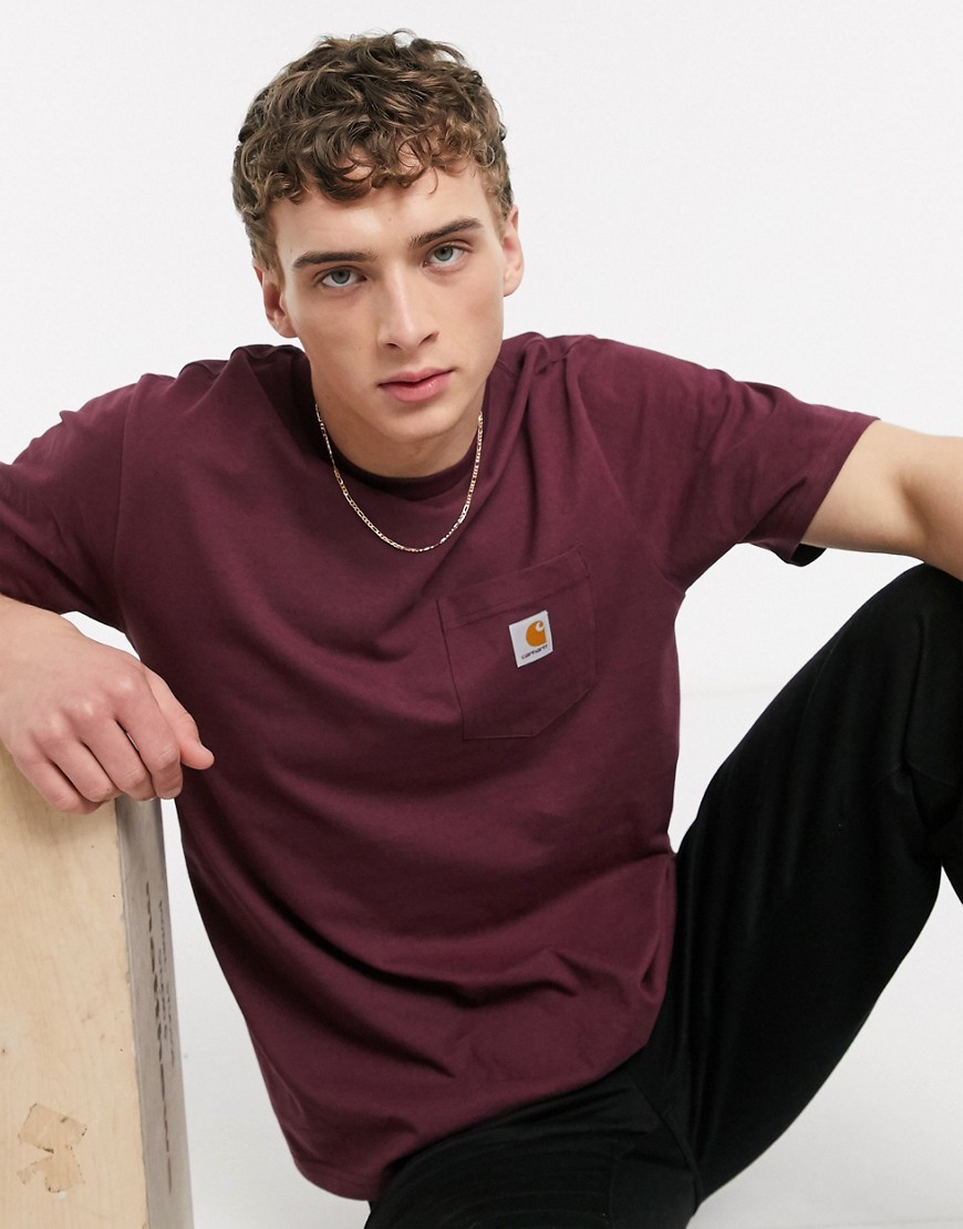 Carhartt WIP – Vinröd t-shirt med ficka
