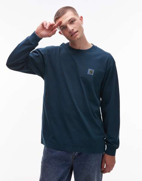 Carhartt WIP – Vista – Ciemnozielony T-shirt z długimi rękawami o luźnym kroju - view 1