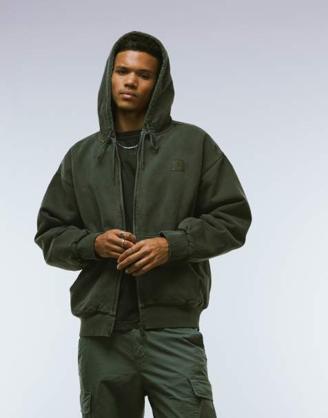 Carhartt WIP – Vista – Czarna sprana bluza z kapturem oversize zapinana na zamek - view 1