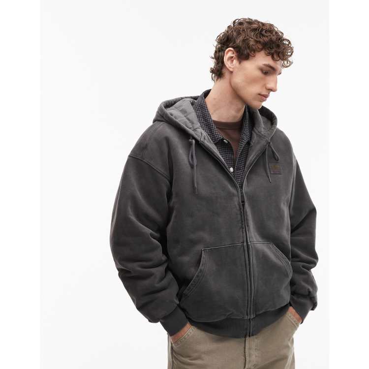 Carhartt WIP vista oversized zip through hoodie in washed black | ASOS