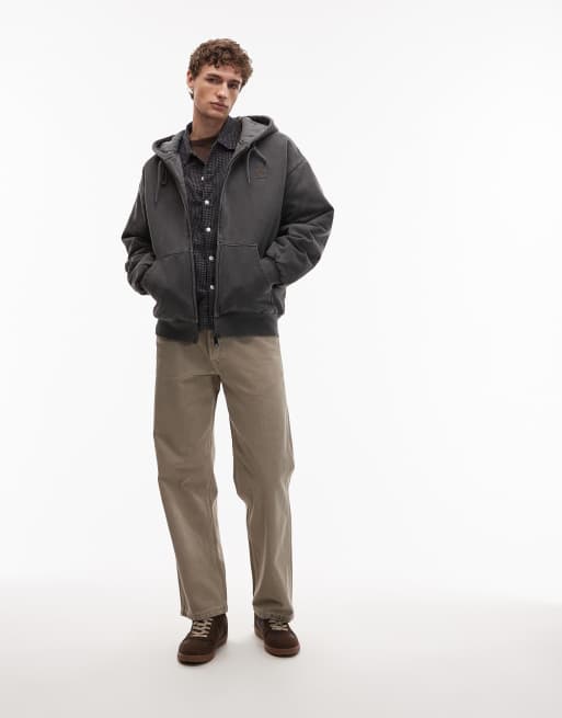 Carhartt WIP Vista oversized zip through hoodie in washed black, 2 of 5