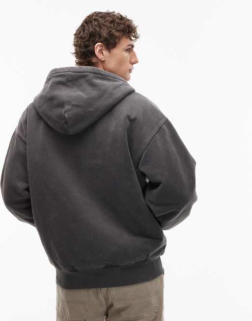 Carhartt WIP Vista oversized zip through hoodie in washed black, 3 of 5
