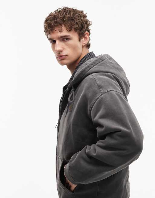 Carhartt WIP Vista oversized zip through hoodie in washed black, 5 of 5
