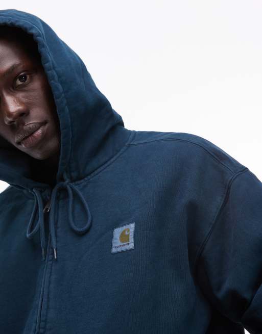 Carhartt WIP vista oversized zip through hoodie in washed green, 5 of 5