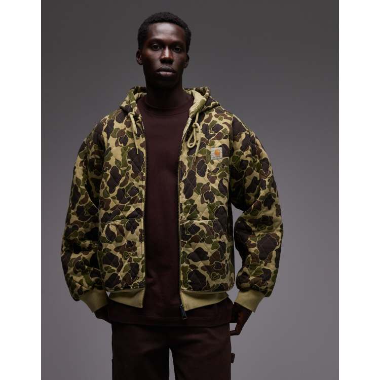 Carhartt WIP vista oversized zip through quilted hoodie in camo | ASOS