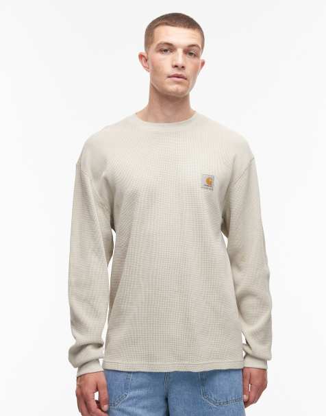 Carhartt WIP Vista relaxed long sleeve waffle t-shirt in beige - view 1
