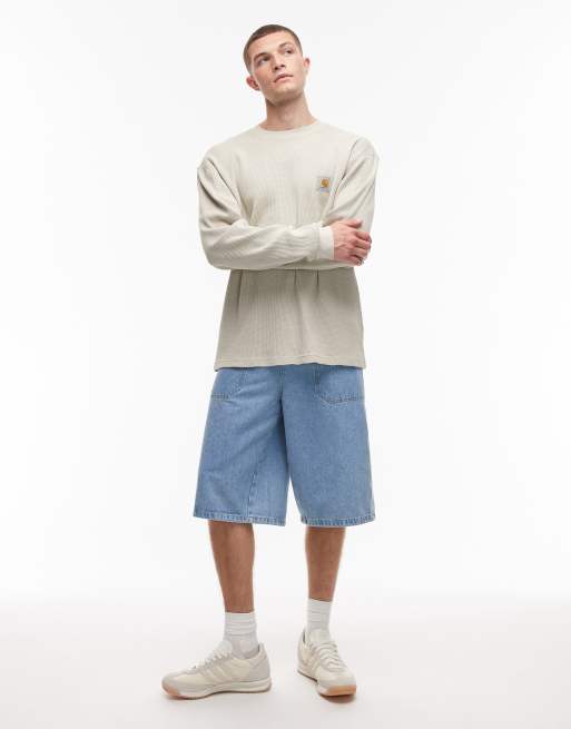 Carhartt WIP vista relaxed long sleeve waffle t-shirt in beige, 2 of 5
