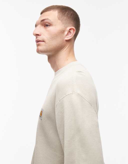 Carhartt WIP - Vista - T-shirt a maniche lunghe comoda beige a nido d'ape, 4 di 5