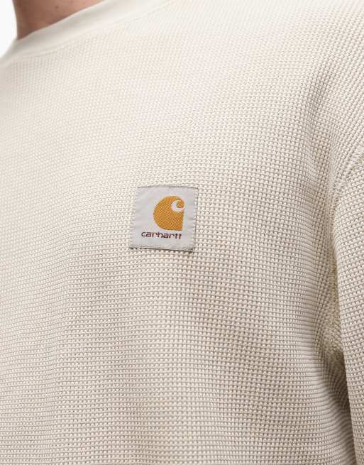 Carhartt WIP - Vista - T-shirt a maniche lunghe comoda beige a nido d'ape, 5 di 5
