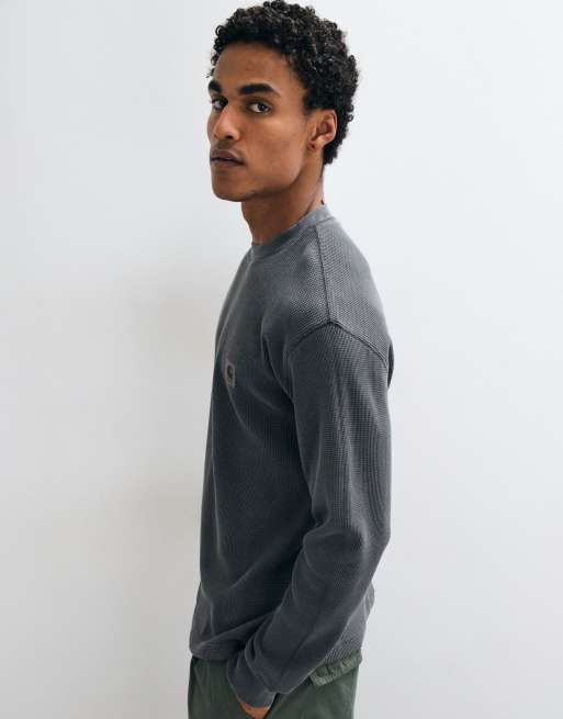 Carhartt WIP Vista waffle long sleeve t-shirt in grey, 4 of 5