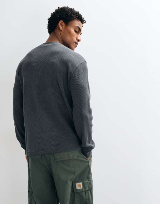 Carhartt WIP Vista waffle long sleeve t-shirt in washed black, 5 of 5