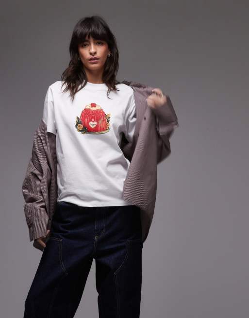 Carhartt WIP – Vit, kortärmad t-shirt med puddingtryck , 3 av 4