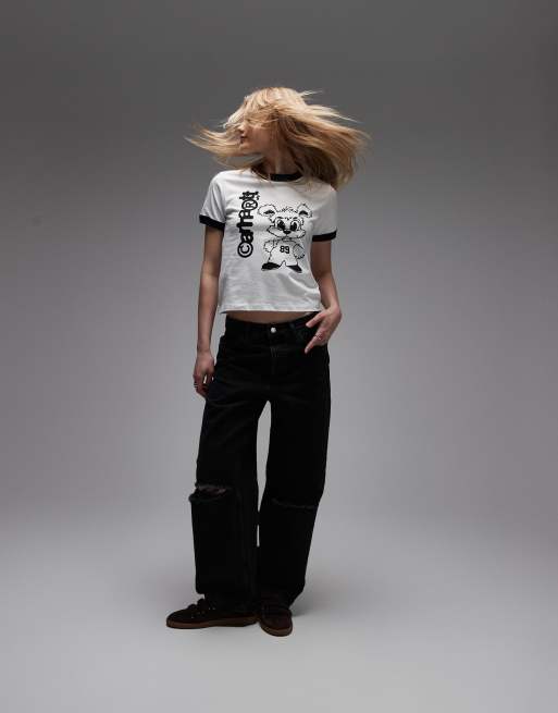 Carhartt WIP – Vit och svart t-shirt med kantrand, 2 av 4