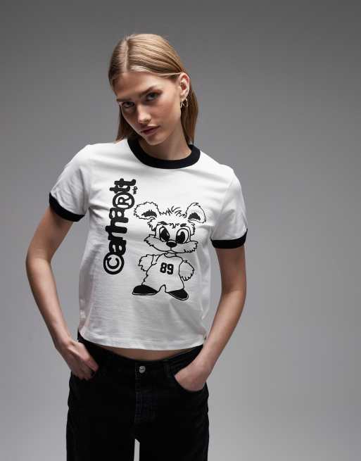 Carhartt WIP – Vit och svart t-shirt med kantrand, 4 av 4