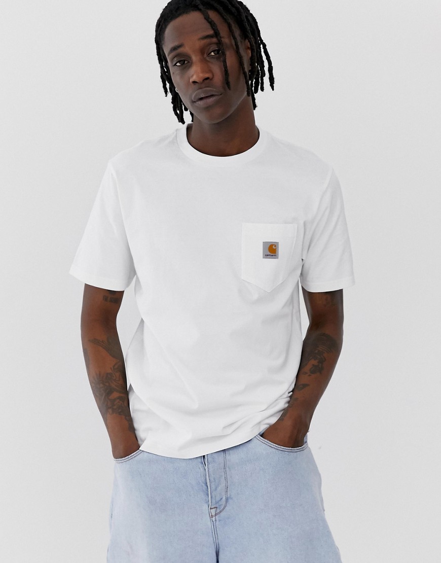 Carhartt WIP – Vit t-shirt med ficka