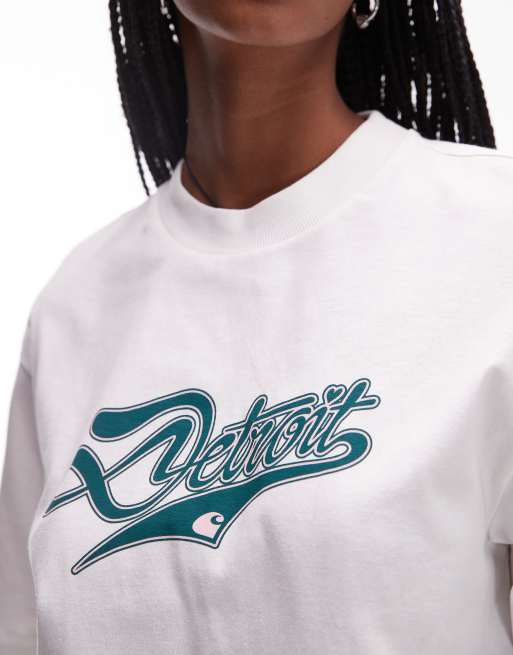 Carhartt WIP – Vit t-shirt med logga på bröstet, 4 av 4