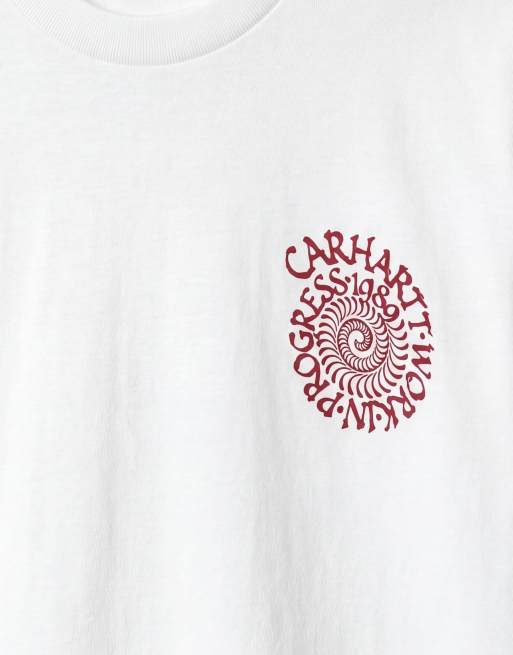 Carhartt WIP – Vit t-shirt med spiraltryck baktill, 8 av 9