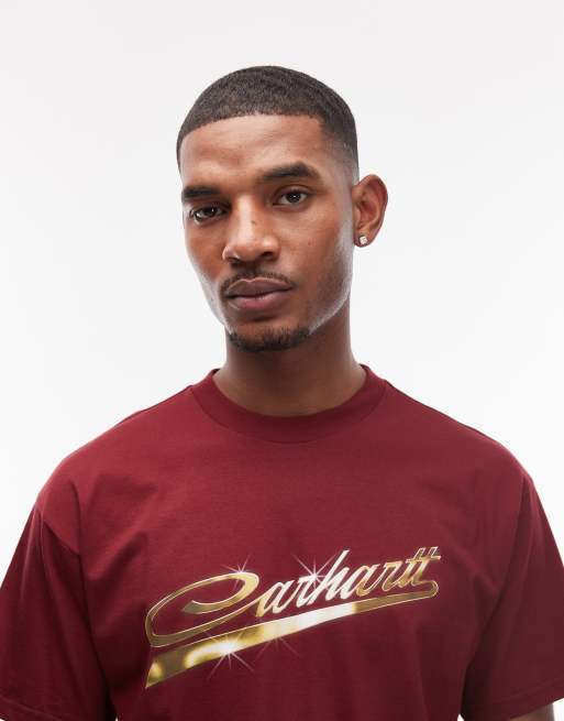 Carhartt WIP vroooom t-shirt in burgundy, 4 of 5