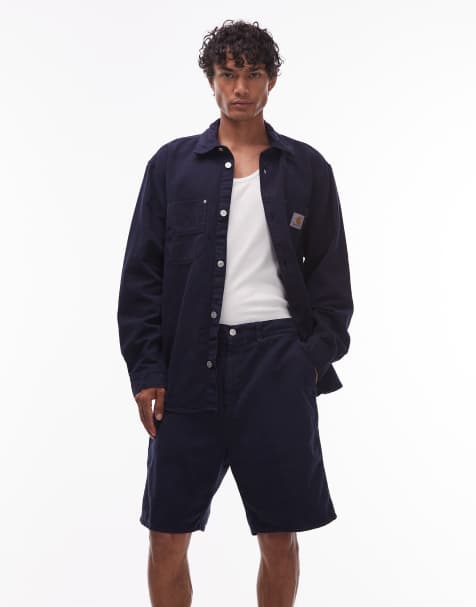 Carhartt WIP - Walter Single Knee - Marineblå shorts med enkelte knæ i afslappet pasform - view 1