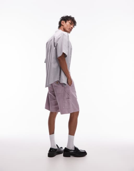 Carhartt WIP walter single knee relaxed fit short in pink fog, 4 of 5