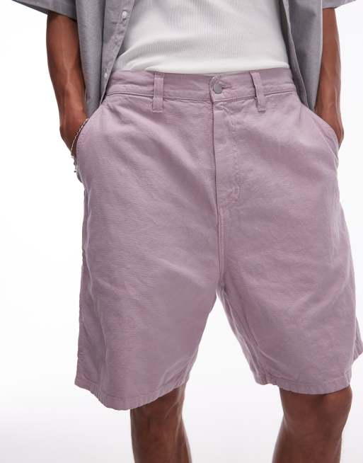 Carhartt WIP walter single knee relaxed fit short in pink fog, 5 of 5