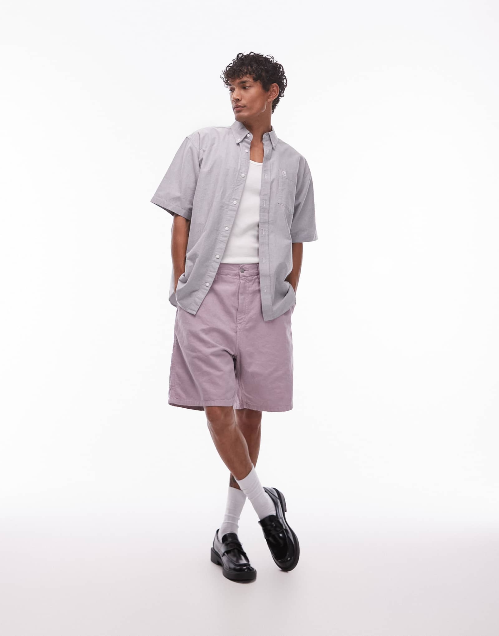 Шорты свободного кроя Carhartt WIP walter с одним коленом в розовом тумане