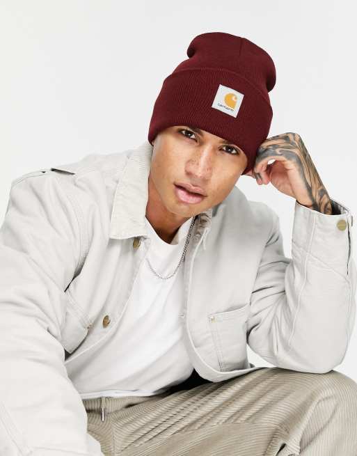 Carhartt WIP watch beanie in burgundy