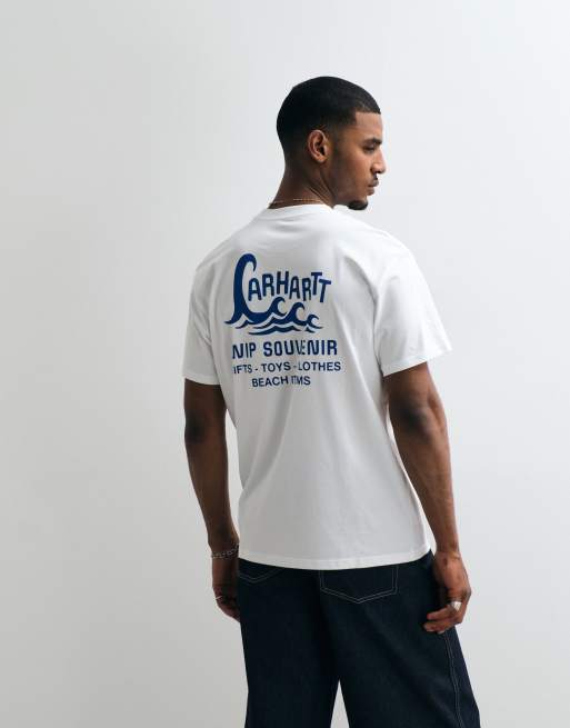 Carhartt WIP waves back print t-shirt in white, 4 of 5