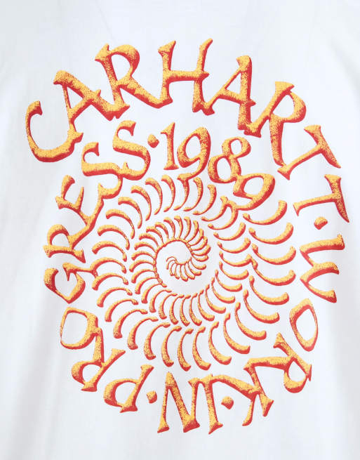 Carhartt WIP – Weißes T-Shirt mit Spiralen-Print am Rücken, 9 von 9