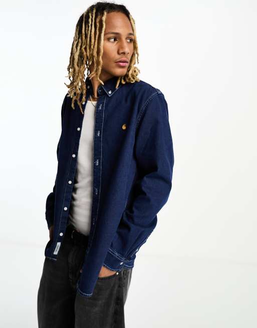 Carhartt WIP - Weldon - Camicia in denim blu lavaggio stone wash