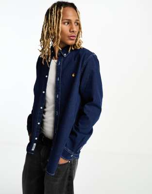 Carhartt WIP weldon stone wash denim shirt in blue - ASOS Price Checker