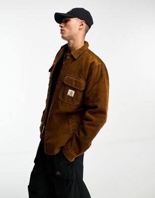 Carhartt WIP whitsome corduroy quilted shirt in brown - ASOS Price Checker