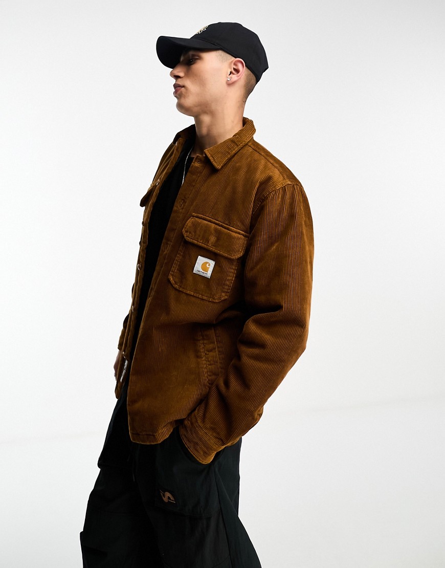 Carhartt WIP whitsome corduroy quilted shirt in brown