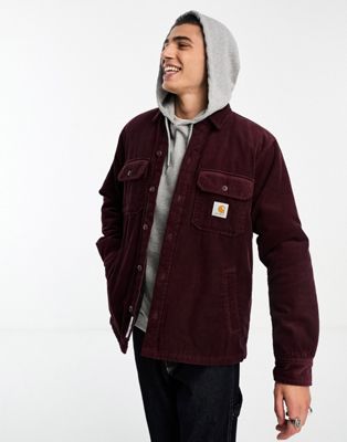 Carhartt WIP whitsome corduroy quilted shirt in burgundy