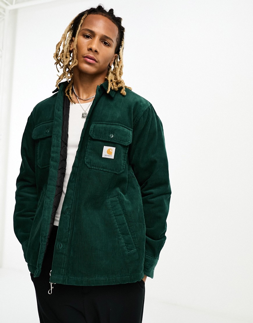 Carhartt WIP whitsome corduroy quilted shirt in green