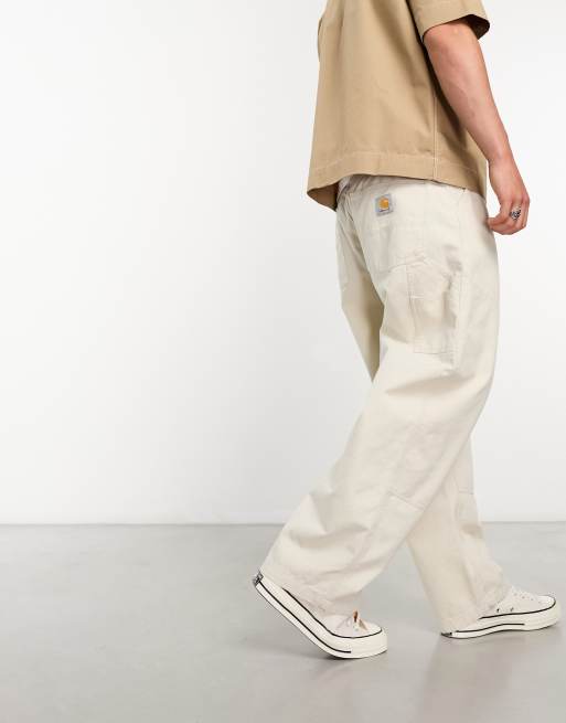 Carhartt WIP wide panel relaxed straight trousers in white | ASOS