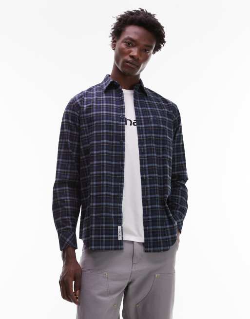 Carhartt WIP widmark flannel plaid shirt in blue