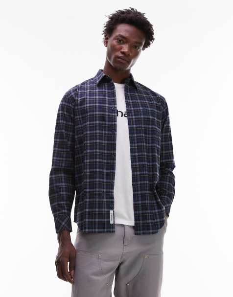 Carhartt WIP – Widmark – Kariertes Hemd aus blauem Flanell - view 1