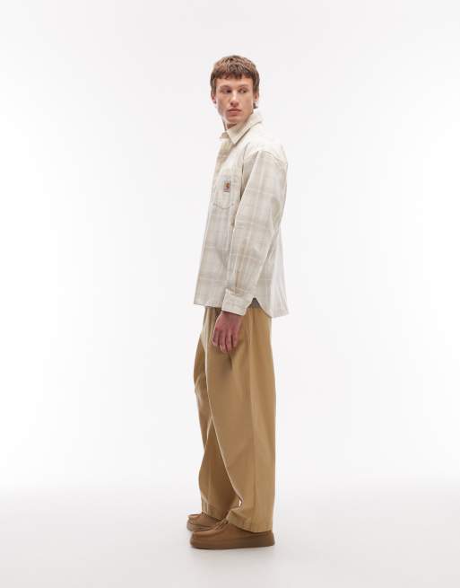 Carhartt WIP - Wilbur - Hvid og beige skjorte med tern i flonel, 2 af 5