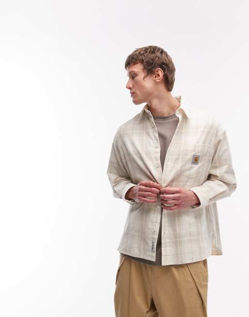 Carhartt WIP - Wilbur - Hvid og beige skjorte med tern i flonel, 3 af 5
