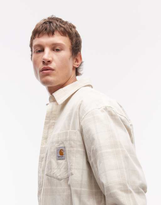 Carhartt WIP - Wilbur - Hvid og beige skjorte med tern i flonel, 5 af 5