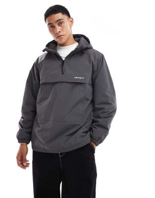 Carhartt WIP Carhartt WIP windbreaker 3/4 zip pullover in grey-White