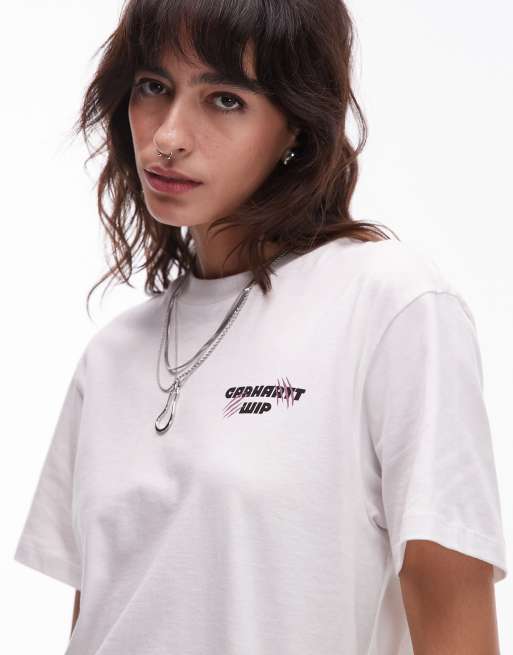 Carhartt WIP – Wiptopia – Biały T-shirt z nadrukiem na plecach, 4 z 4